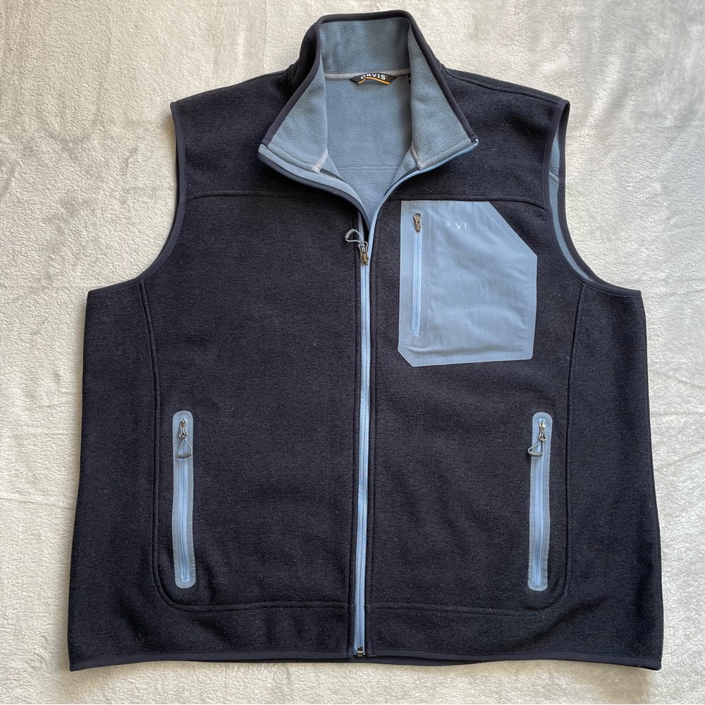 Orvis Windproof Sweater Fleece Vest XXL Mens Two Tone Blue Gorpcore Outdoor